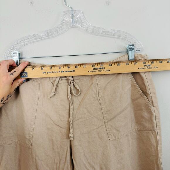 Wchadwicks Of Boston Tan Linen Blend Drawstring Pants Women’s Size L - Picture 2 of 8